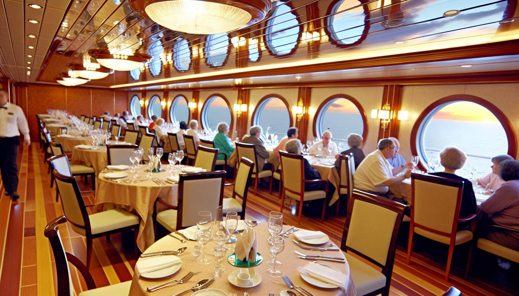 The dining room at a cruise ship